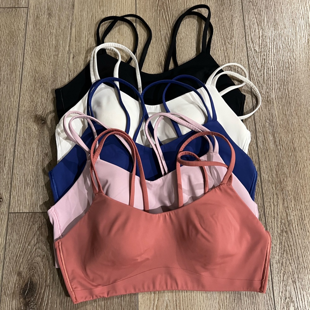 lululemon athletica Sports Bras in Black, White, Blue, Pink, and Cream